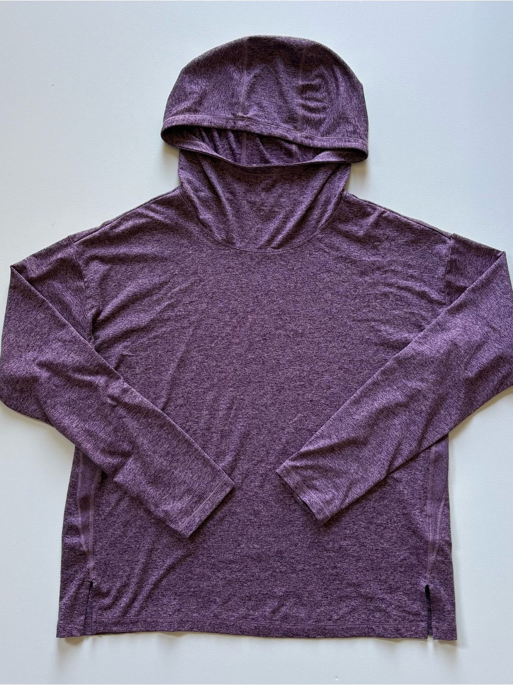 Athleta Uptempo II Hoodie Womens Large Purple Heather Pullover Cowl Neck